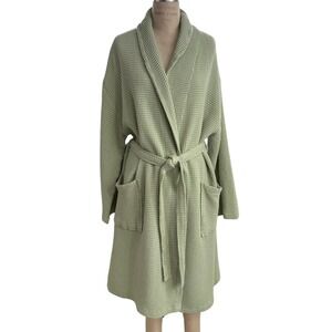 Sandcloud Waffle Knit Robe Unisex L/XL 100% Organic Cotton Pockets Sage Green